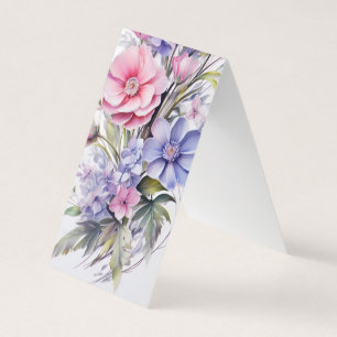 Roze & Paarse Bloemen Vouwen Bladwijzer Bookmarker Visitekaartjes