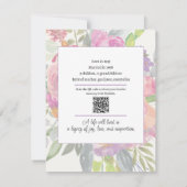 Roze Paarse Bloemencode QR Code 90ste Verjaardag Kaart (Achterkant)