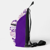 Roze Paarse bloemendoedelpatroon Sling Bag (Rechts)