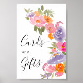 roze paarse bloemenfoto afstuderen teken poster (Voorkant)