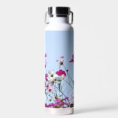 Roze Paarse bloemenweide Waterfles (Voorkant)