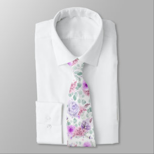 Roze Paarse Bloemige Botanische Trouw Halsband Stropdas