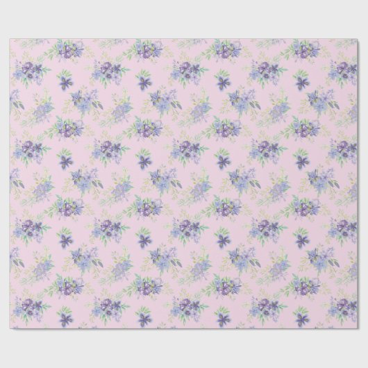 Roze Paarse Bloemige Bruiloft Verjaardag Cadeau vo Cadeaupapier (Vlak)