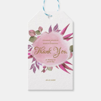 Roze Paarse Bloemige Trouw Dank Je Cadeaulabel