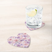 Roze Paarse Blush Bloemen Harten Bruiloft Kartonnen Onderzetters (Insitu)