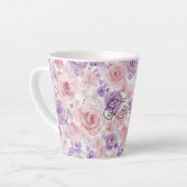 Roze Paarse Blush Bloemen Harten Latte Mok (Linkerhoek)