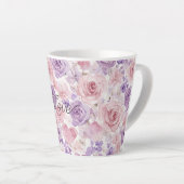 Roze Paarse Blush Bloemen Harten Latte Mok (Rechterhoek)