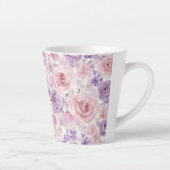 Roze Paarse Blush Bloemen Harten Latte Mok (Rechts)