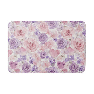 Roze Paarse Blush Bloemen Harten Valentijnsdag Badmat