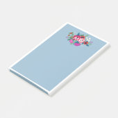 Roze Paarse Boho Florals White Monogram Post-it® Notes (Schuin)