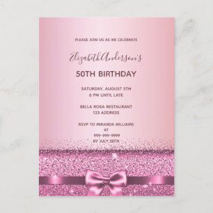 Roze paarse boog verjaardagsuitnodiging briefkaart