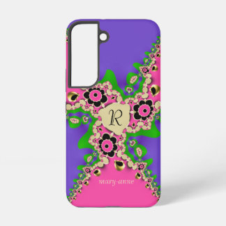 Roze Paarse breuk Monogram Samsung Galaxy Hoesje