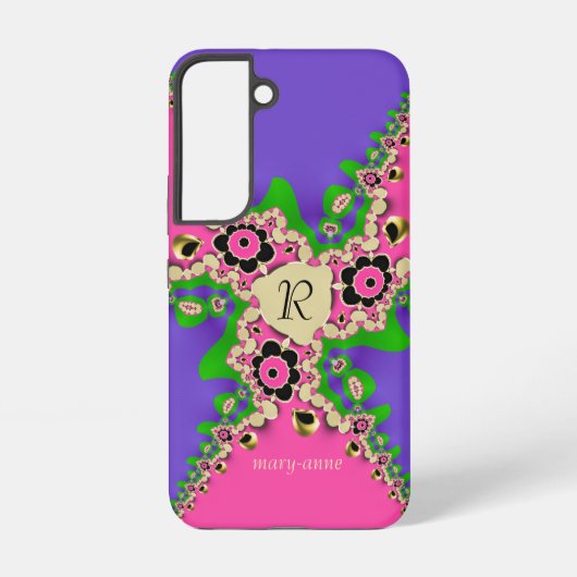 Roze Paarse breuk Monogram Samsung Galaxy Hoesje (Achterkant)