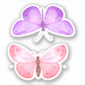 Roze Paarse Butterflies Sticker (Voorkant)