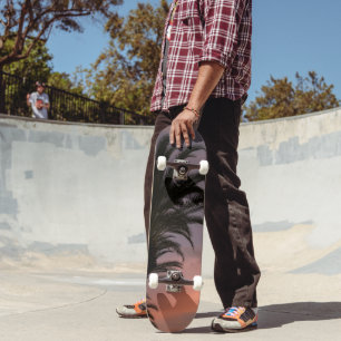 Roze Paarse Caribische Zonsondergang Palmboom 1 Skateboard