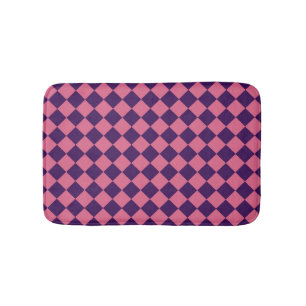Roze Paarse Checker Diamantpatroon Badmat