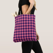 Roze Paarse Checker Diamond Pattern Shoulder Draagtas (Dichtbij)