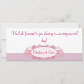 Roze/Paarse Chine Boarding Pass Huwelijksuitnodigi Kaart (Achterkant)