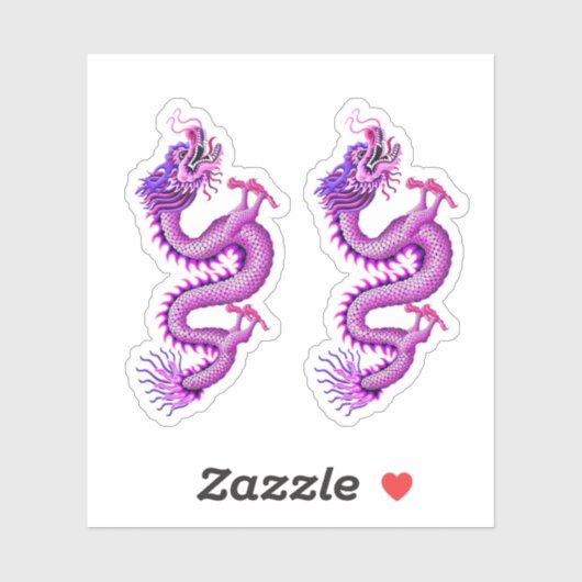 Roze & Paarse Chinese Draak Sticker (Vel)