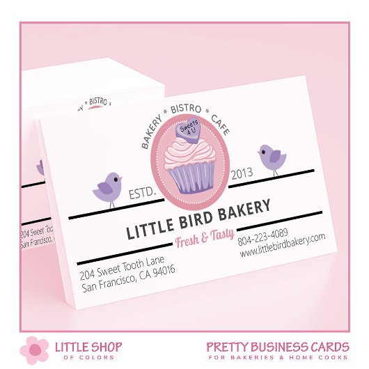 Roze Paarse Cupcake  Bakkerij Visitekaartje