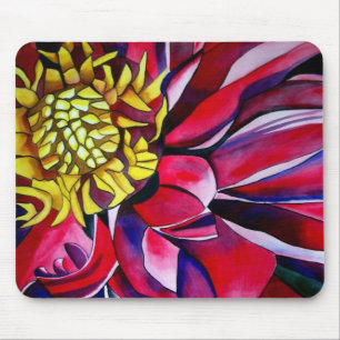 Roze paarse Dahlia waterverf abstracte kunst Muismat
