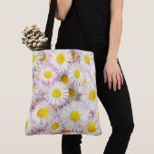 Roze Paarse Daisy Flower Pattern Draagtas (Dichtbij)