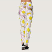 Roze Paarse Daisy Flower Pattern Leggings (Achterkant)