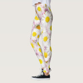 Roze Paarse Daisy Flower Pattern Leggings (Links)
