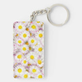 Roze Paarse Daisy Flower Pattern Sleutelhanger (achterkant)