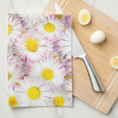 Roze Paarse Daisy Flower Pattern Theedoek (Quarter Fold)