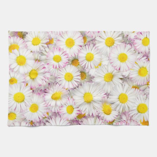 Roze Paarse Daisy Flower Pattern Theedoek (Horizontaal)