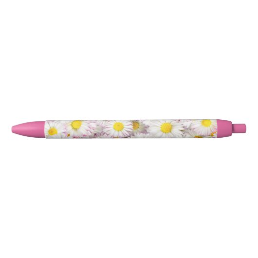 Roze Paarse Daisy Flower Pattern Zwarte Inkt Pen (Voorkant)