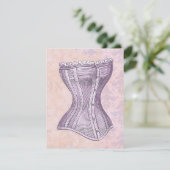 Roze Paarse Damask Victoriaans Corset stijl Kaart (Staand voorkant)