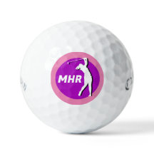 Roze/Paarse Dame Golfer Monogram Golfbal