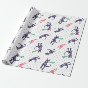 Roze Paarse Dinosaurus Gelukkige Verjaardag Cadeaupapier