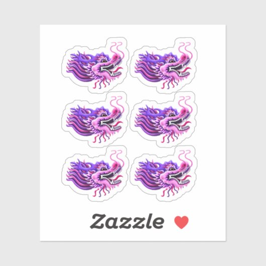 Roze & Paarse Drakenhoofden Sticker (Vel)