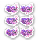 Roze & Paarse Drakenhoofden Sticker (Voorkant)