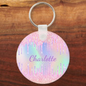 Roze paarse druppels holografisch sleutelhanger (Achterkant)