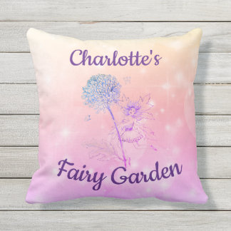 Roze / paarse, dunne ventilatorbloemige tuin buitenkussen