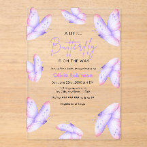 Roze Paarse Een Kleine Vlinder Baby Shower