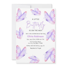 Roze Paarse Een Kleine Vlinder Baby Shower