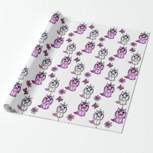 Roze Paarse Eenhoorns Sprookje Cadeaupapier