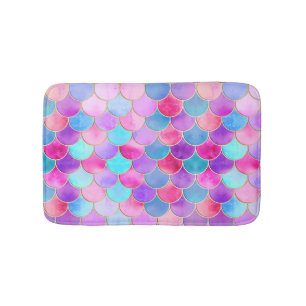 Roze, Paarse en Aqua Mermaid Scale Patroon Badmat