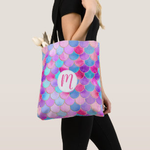 Roze, Paarse en Aqua Mermaid Scale Patroon Draagtas
