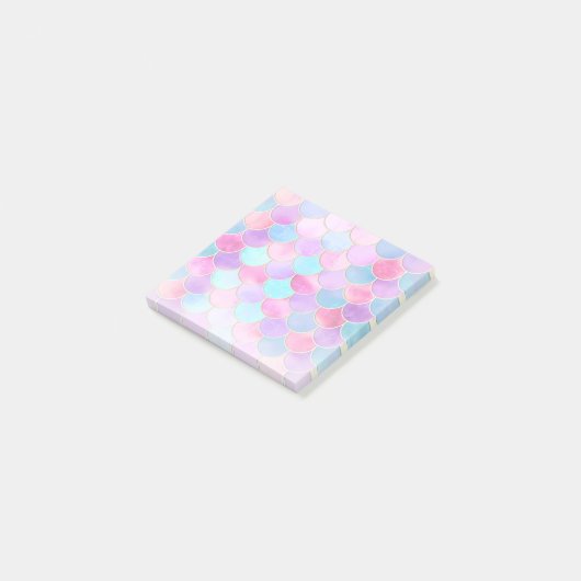 Roze, Paarse en Aqua Mermaid Scale Patroon Post-it® Notes (Schuin)