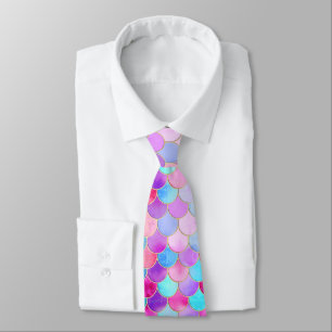 Roze, Paarse en Aqua Mermaid Scale Patroon Stropdas