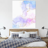 Roze, Paarse en blauwe alcoholinkt Canvas Afdruk (Insitu (Slaapkamer))