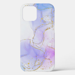 Roze, Paarse en blauwe alcoholinkt iPhone 12 Pro Hoesje