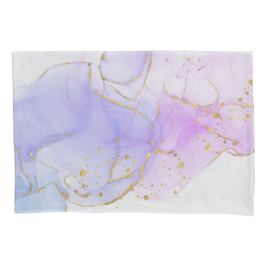 Roze, Paarse en blauwe alcoholinkt Kussensloop (Voorkant-Links)