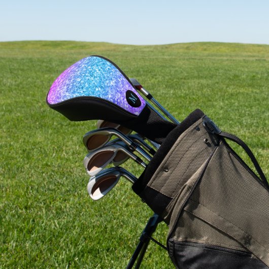 Roze, paarse en blauwe glitter textuur verloop golfheadcover (Insitu)
